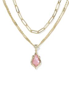 Adriana Scallop Frame Gold Multi Strand Necklace 