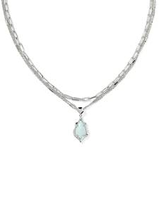 Adriana Scallop Frame Silver Multi Strand Necklace 