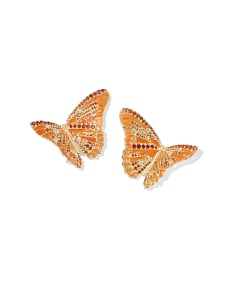 Cailey Enamel Butterfly Gold Convertible Statement Earrings 