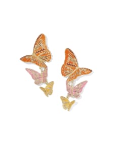 Cailey Enamel Butterfly Gold Convertible Statement Earrings 