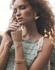 Cailey Flower Gold Cuff Bracelet 