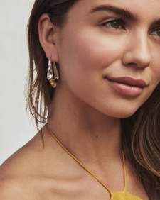 Adriana Scallop Frame Silver Hoop Earrings