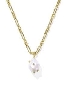 Melody Gold Small Long Pendant Necklace in Freshwater Cultured Pearl