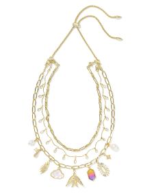 Melody Convertible Gold Statement Charm Necklace in Freshwater Cultured Pearl
