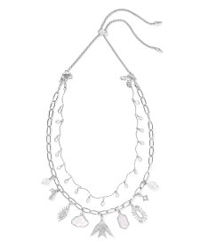 Melody Convertible Silver Statement Charm Necklace in Freshwater Cultured Pearl