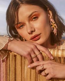 Savannah Gold Statement Earrings in Pink Enamel