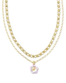 Deliah Gold Multi Strand Necklace in Pastel Mix