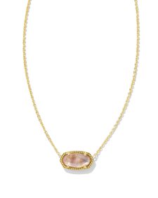 Elisa Gold Pendant Necklace in Light Pink Iridescent Abalone