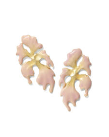Savannah Gold Statement Earrings in Pink Enamel