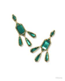 Disney | Kendra Scott The Queen Vintage Gold Statement Earrings in Dark Green Mother-of-Pearl