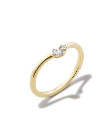 0.16 ct Lab Grown White Diamond Toi et Moi Band Ring in 14k Yellow Gold