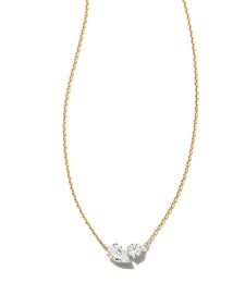 0.51 ct Lab Grown White Diamond Toi et Moi Small Pendant Necklace in 14k Yellow Gold