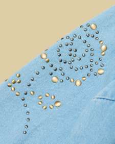 Wrangler® x Yellow Rose by Kendra Scott Denim Studded Western Shacket in Prairie Wash