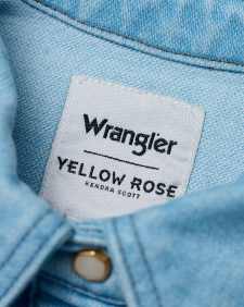 Wrangler® x Yellow Rose by Kendra Scott Denim Studded Western Shacket in Prairie Wash