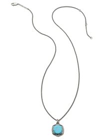 Davis Oxidized Sterling Silver Etch Frame Short Pendant Necklace