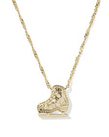 Ice Skate Gold Short Pendant Necklace