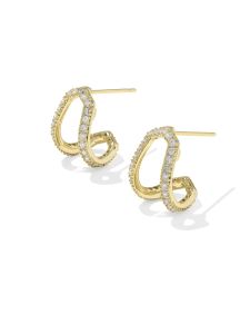 Daphne Pave Gold Huggie Earrings