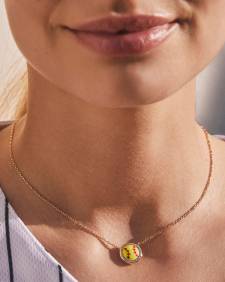 Softball Gold Short Pendant Necklace