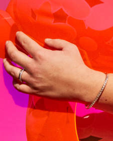 Chandler Gold Bangle Bracelet in White Opalite Mix