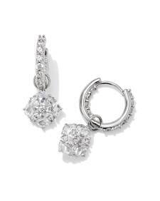Dira Convertible Silver Crystal Huggie Earrings in White CZ