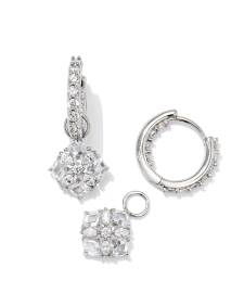 Dira Convertible Silver Crystal Huggie Earrings in White CZ