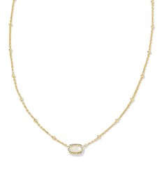 Mini Elisa Gold Satellite Short Pendant Necklace in Ivory Mother-of-Pearl