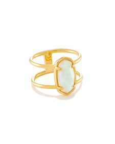 Elyse 18k Gold Vermeil Double Band Ring in White Sterling Opal