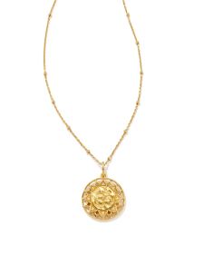 Om 18k Gold Vermeil Pendant Necklace in White Sapphire