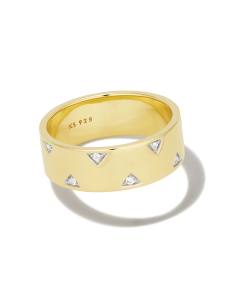 Tinsley 18k Gold Vermeil Band Ring in White Topaz