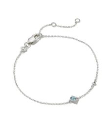 Maisie Sterling Silver Delicate Chain Bracelet in Aquamarine