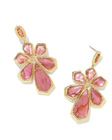 Layne Gold Statement Earrings in Light Pink Iridescent Abalone
