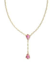 Camry Gold Y Necklace in Azalea Illusion