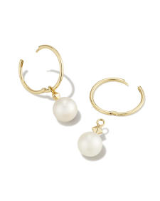 Hadleigh 14k Yellow Gold Huggie Earrings in Freshwater Cultured Pearl
