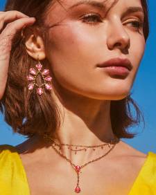 Camry Gold Y Necklace in Azalea Illusion