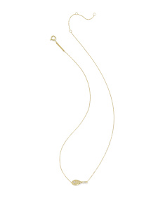 Diamond Accent Tennis Racket 14k Yellow Gold Necklace