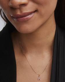 Diamond Letter H Pendant Necklace in 14k Yellow Gold