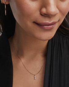 Diamond Letter I Pendant Necklace in 14k Yellow Gold