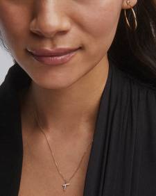 Diamond Letter T Pendant Necklace in 14k Yellow Gold