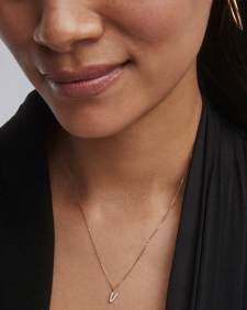 Diamond Letter V Pendant Necklace in 14k Yellow Gold