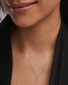 Diamond Letter Z Pendant Necklace in 14k Yellow Gold