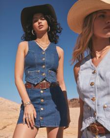 Wrangler® x Yellow Rose by Kendra Scott 70's Fitted Denim Skirt