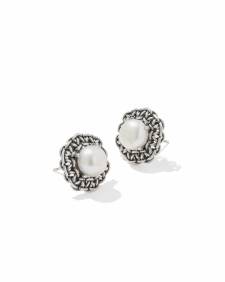 Gabriella Vintage Silver Pearl Stud Earrings