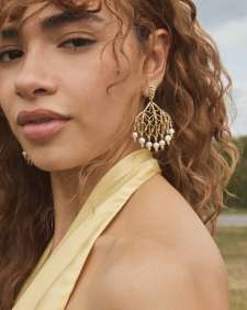 Gabriella Gold Pearl Statement Earrings