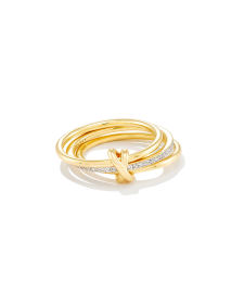 Tia 18k Gold Vermeil Band Ring in White Sapphire