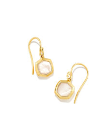 Davis 18k Gold Vermeil Small Drop Earrings in Ivory Mother-Of-Pearl