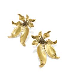 Anya Flower Vintage Gold Statement Earrings