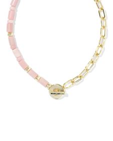 Lindsey Gold Beaded Half Chain Necklace