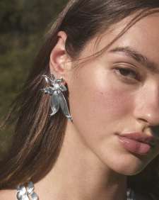 Anya Flower Vintage Silver Statement Earrings