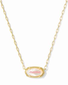 Elisa Mama Script Gold Short Pendant Necklace