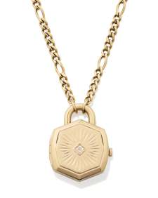 Davie Gold Diamond Locket Watch Pendant Necklace